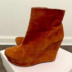 Suede Auburn/Burnt Orange Wedge Boots